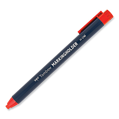 Tombow Wax-Based Marking Pencil, 4.4 mm, Red Wax, Navy Blue Barrel, 10/Box (TOM51537)