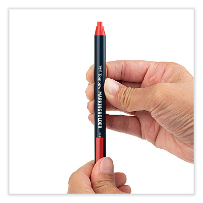 Tombow Wax-Based Marking Pencil, 4.4 mm, Red Wax, Navy Blue Barrel, 10/Box (TOM51537)