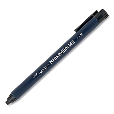 Tombow Wax-Based Marking Pencil, 4.4 mm, Black Wax, Navy Blue Barrel, 10/Box (TOM51538)