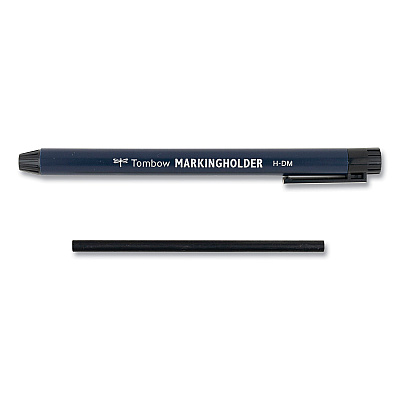 Tombow Wax-Based Marking Pencil, 4.4 mm, Black Wax, Navy Blue Barrel, 10/Box (TOM51538)