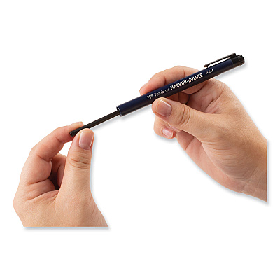 Tombow Wax-Based Marking Pencil, 4.4 mm, Black Wax, Navy Blue Barrel, 10/Box (TOM51538)