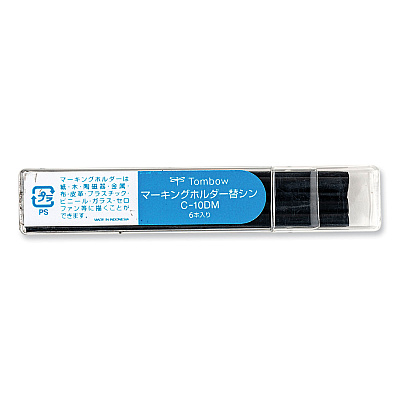 Tombow Mechanical Wax-Based Marking Pencil Refills. 4.4 mm, Black, 10/Box (TOM51542)
