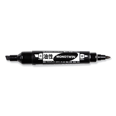 Tombow Mono Twin Bold Permanent Marker, Fine/Broad Tips, Black, 10/Box (TOM56646)