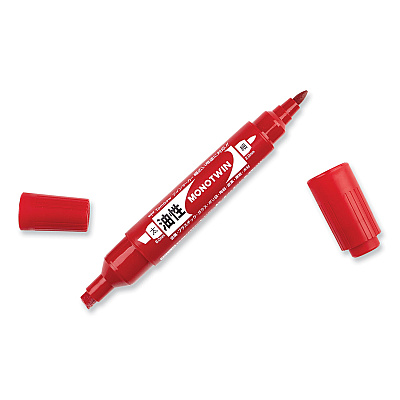 Tombow Mono Twin Bold Permanent Marker, Fine/Broad Tips, Red, 10/Box (TOM56647)