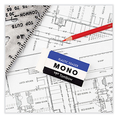Tombow Mono Eraser, For Pencil Marks, Rectangular Block, Jumbo, White (TOM57332)
