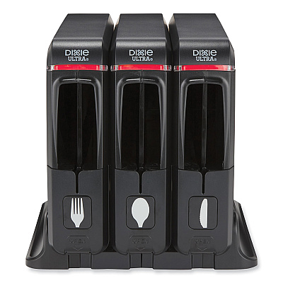 Dixie SmartStock Wrapped Cutlery Dispenser, Forks/Knives/Spoons, 12.44 x 11.17 x 10.5, Black (DXESSW3D85)