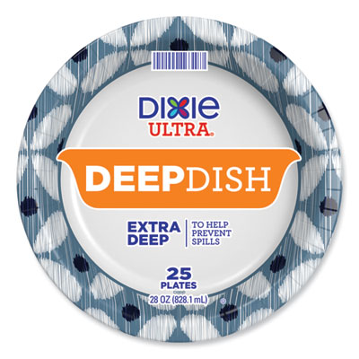 Dixie Ultra Deep Dish Paper Plate, 9.56" dia, Blue/Yellow, 18/Pack (DXE15951)