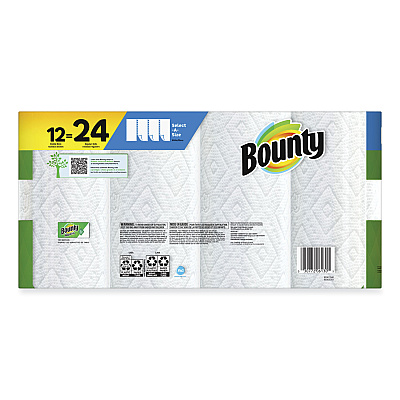 Bounty Select-a-Size Kitchen Roll Paper Towels, 2-Ply, 5.9 x 11, White, 90 Sheets/Double Roll, 12 Rolls/Carton (PGC08664)
