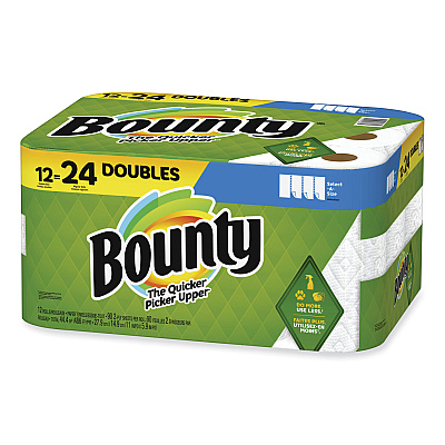 Bounty Select-a-Size Kitchen Roll Paper Towels, 2-Ply, 5.9 x 11, White, 90 Sheets/Double Roll, 12 Rolls/Carton (PGC08664)