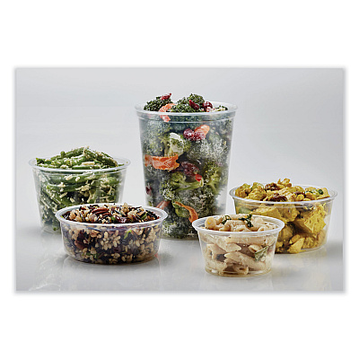 Fabri-Kal Microwavable Deli Containers, 12 oz, 4.6 Diameter x 2.3 h, Clear, Plastic, 500/Carton (FABPK12SC)
