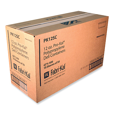 Fabri-Kal Microwavable Deli Containers, 12 oz, 4.6 Diameter x 2.3 h, Clear, Plastic, 500/Carton (FABPK12SC)