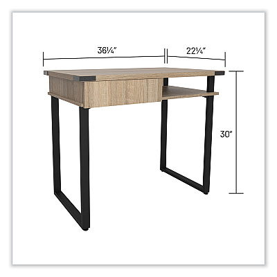 Safco Mirella SOHO Desk with Drawer, 36.25" x 22.25" x 30", Black (SAF5512SDD)