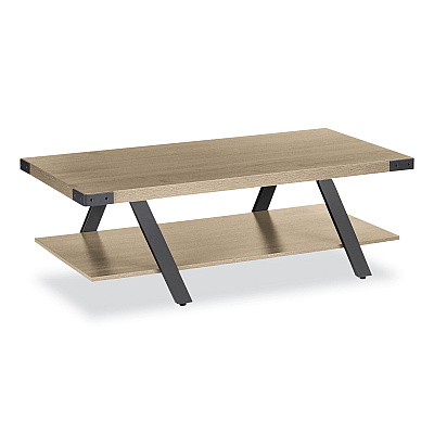 Safco Coffee Table, Rectangular, 48 x 23.75 x 16, Sand Dune Top, Black Base (SAFMRCFTSDD)