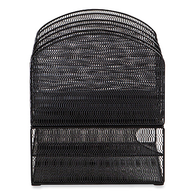 Safco Onyx Mesh Desk Organizer, Two Horizontal and Six Upright Sections, Letter Size Files, 13.25 x 11.32 x 13.32, Black (SAF3214BLKD)