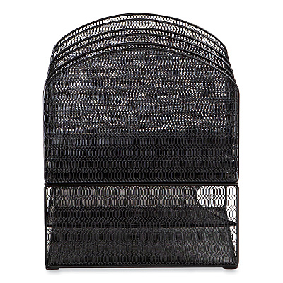 Safco Onyx Mesh Desk Organizer with Three Horizontal and Upright Sections, Letter Size Files, 19.62 x 11.32 x 8.5, Black (SAF3213BLKD)