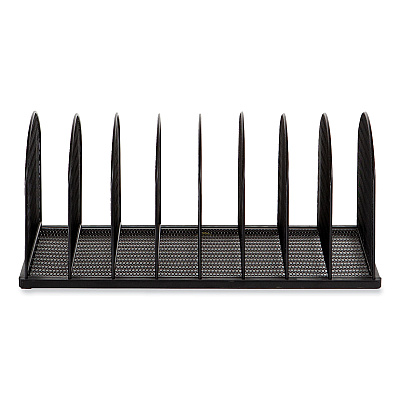 Safco Onyx Mesh Desk Organizer, Eight Upright Sections, Letter to Legal Size Files, 19.25 x 10.87 x 8.5, Black (SAF3212BLKD)