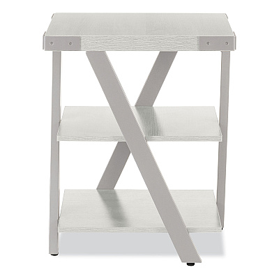 Safco End Table, Square, 20 x 20 x 25, White Ash Top, Silver Base (SAFMRETWAH)