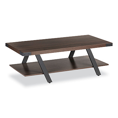 Safco Coffee Table, Rectangular, 48 x 23.75 x 16, Southern Tobacco Top, Black Base (SAFMRCFTSTO)
