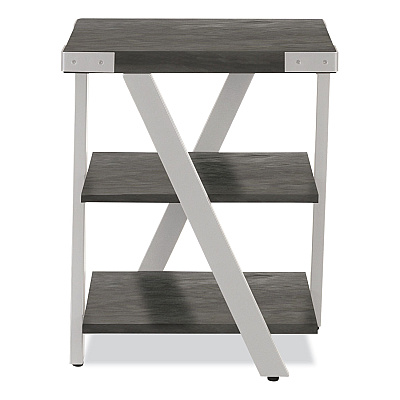 Safco End Table, Square, 20 x 20 x 25, Stone Gray Top, Silver Base (SAFMRETSGY)