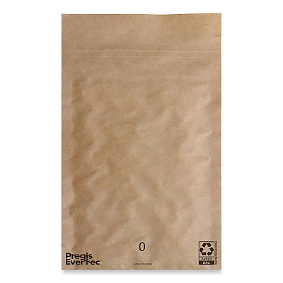 Pregis EverTec Curbside Recyclable Padded Mailer, #0, Kraft Paper, Self-Adhesive Closure, 7 x 9, Brown, 300/Carton (PGS4083813)