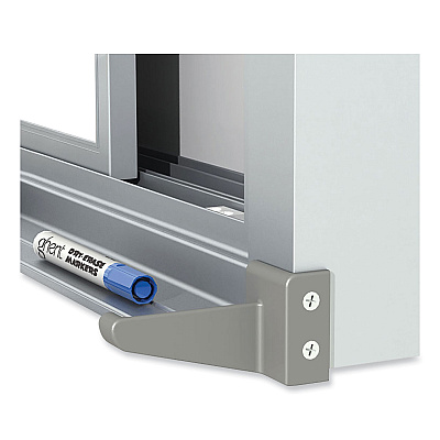 Ghent Horizontal Sliding Porcelain Magnetic Whiteboard, 120 x 48, White Surface, Satin Aluminum Frame (GHEHSM2410)