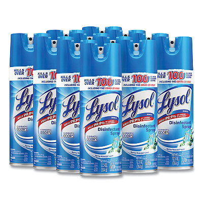 LYSOL Disinfectant Spray, Spring Waterfall, Liquid, 12.5 oz Aerosol Spray, 12/Carton (RAC02845)