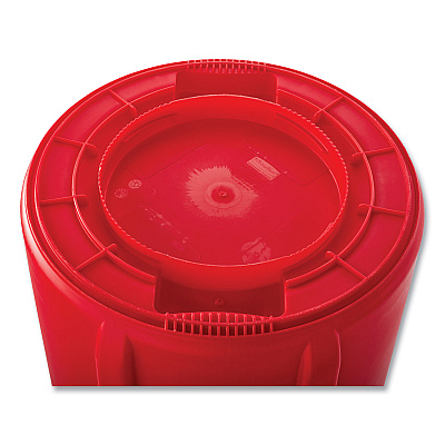 Rubbermaid Commercial Vented Round Brute Container, 55 gal, Plastic, Red, 3/Carton (FG265500RED)