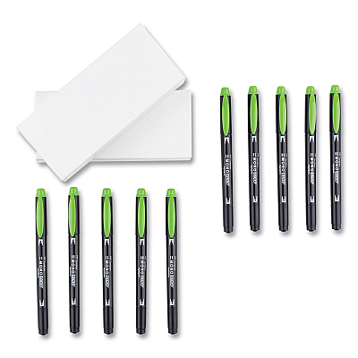Tombow Mono Highlighters, Yellow Green Ink, Bullet/Chisel Tip, Yellow Green Barrel, 10/Box (TOM56415)
