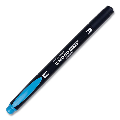 Tombow Mono Highlighters, Skyblue Ink, Bullet/Chisel Tip, Skyblue Barrel, 10/Box (TOM56413)