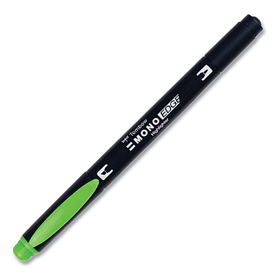 Tombow Mono Highlighters, Yellow Green Ink, Bullet/Chisel Tip, Yellow Green Barrel, 10/Box (TOM56415)
