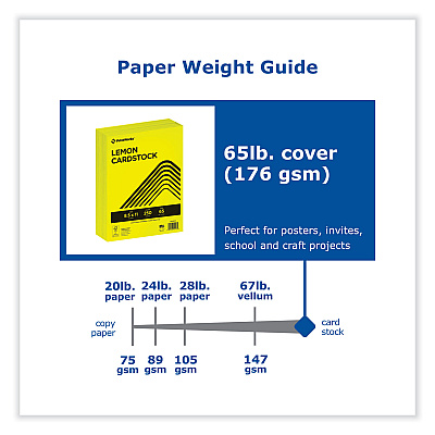 Printworks Color Cardstock, 65 lb Cover Weight, 8.5 x 11, Lemon Yellow, 250/Ream (PRB00113)