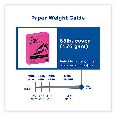 Printworks Color Cardstock, 65 lb Cover Weight, 8.5 x 11, Fuchsia, 250/Ream (PRB00112)