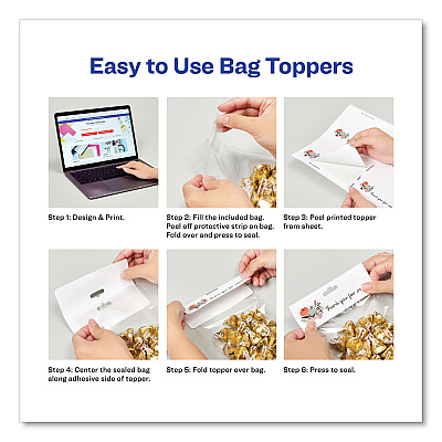 Avery Sure Feed Printable Toppers with Bags, 1.75 x 5, White, 40/Pack (AVE22801)