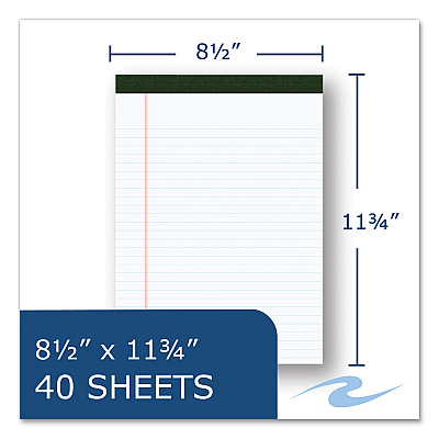 Roaring Spring USDA Certified Bio-Preferred Legal Pad, Wide/Legal Rule, 40 White 8.5 x 11.75 Sheets, 12/Pack (ROA24326)