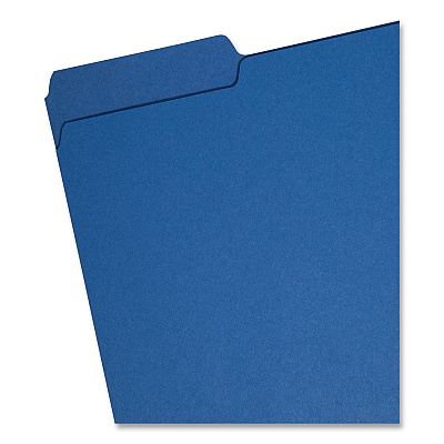Smead Interior File Folders, 1/3-Cut Tabs: Assorted, Letter Size, 0.75" Expansion, Navy Blue, 100/Box (SMD10279)