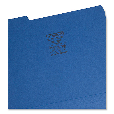 Smead Interior File Folders, 1/3-Cut Tabs: Assorted, Letter Size, 0.75" Expansion, Navy Blue, 100/Box (SMD10279)