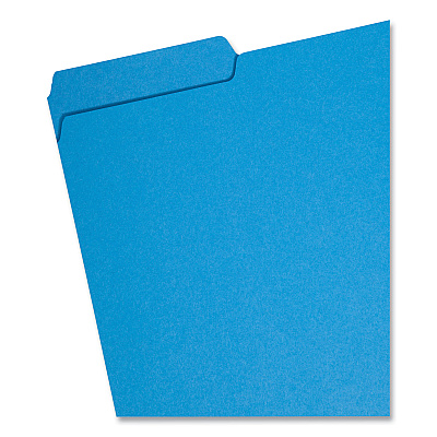 Smead Interior File Folders, 1/3-Cut Tabs: Assorted, Letter Size, 0.75" Expansion, Sky Blue, 100/Box (SMD10287)