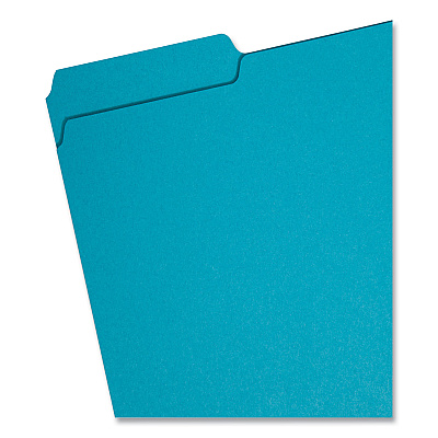 Smead Interior File Folders, 1/3-Cut Tabs: Assorted, Letter Size, 0.75" Expansion, Teal, 100/Box (SMD10291)