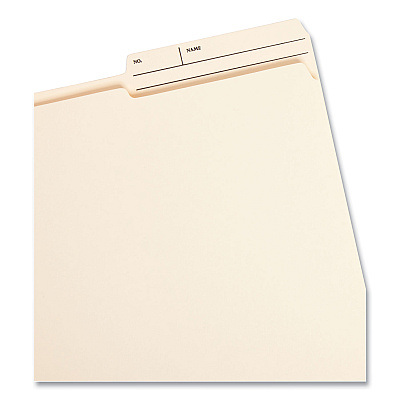 Smead Reinforced Guide Height File Folders, 2/5-Cut Printed Tabs: Right Position, Letter Size, 0.75" Expansion, Manila, 100/Box (SMD10388)