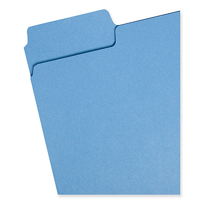 Smead SuperTab Colored File Folders, 1/3-Cut Tabs: Assorted, Letter Size, 0.75" Expansion, 11-pt Stock, Blue, 100/Box (SMD11986)