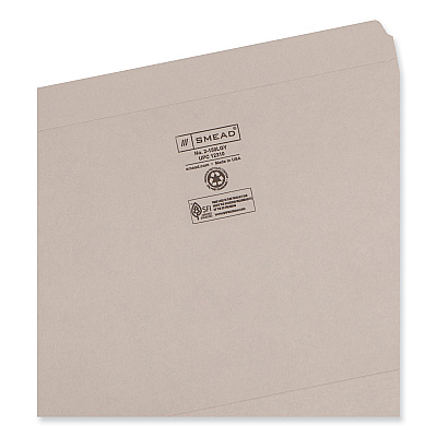 Smead Reinforced Top Tab Colored File Folders, Straight Tabs, Letter Size, 0.75" Expansion, Gray, 100/Box (SMD12310)