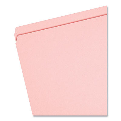 Smead Reinforced Top Tab Colored File Folders, Straight Tabs, Letter Size, 0.75" Expansion, Pink, 100/Box (SMD12610)