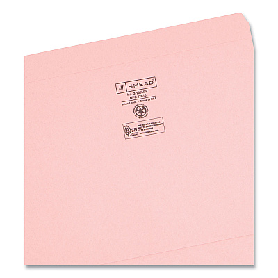 Smead Reinforced Top Tab Colored File Folders, Straight Tabs, Letter Size, 0.75" Expansion, Pink, 100/Box (SMD12610)