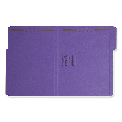 Smead Top Tab Colored Fastener Folders, 0.75" Expansion, 2 Fasteners, Letter Size, Purple Exterior, 50/Box (SMD13040)