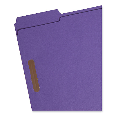 Smead Top Tab Colored Fastener Folders, 0.75" Expansion, 2 Fasteners, Letter Size, Purple Exterior, 50/Box (SMD13040)