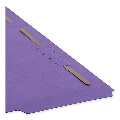 Smead Top Tab Colored Fastener Folders, 0.75" Expansion, 2 Fasteners, Letter Size, Purple Exterior, 50/Box (SMD13040)