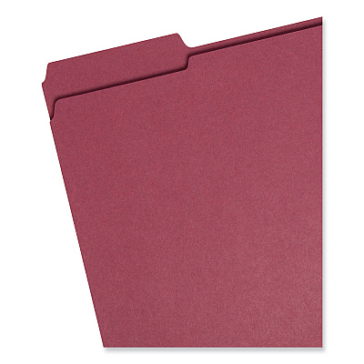 Smead Reinforced Top Tab Colored File Folders, 1/3-Cut Tabs: Assorted, Letter Size, 0.75" Expansion, Maroon, 100/Box (SMD13084)
