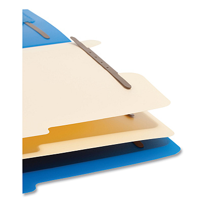 Smead Six-Section Poly Classification Folders, 2" Expansion, 2 Dividers, 6 Fasteners, Letter Size, Blue Exterior, 10/Box (SMD14045)