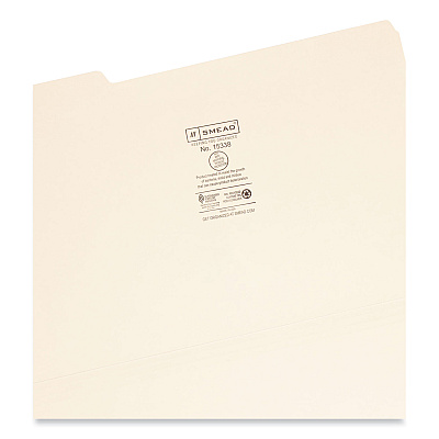 Smead Top Tab File Folders with Antimicrobial Product Protection, 1/3-Cut Tabs: Assorted, Legal, 0.75" Expansion, Manila, 100/Box (SMD15338)