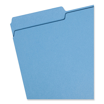 Smead Colored File Folders, 1/3-Cut Tabs: Assorted, Legal Size, 0.75" Expansion, Blue, 100/Box (SMD17043)